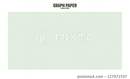 Sheet of graph paper with grid. Millimeter paper texture, geometric pattern. Green lined blank for drawing, studying, technical engineering or scale measurement. Vector illustration 127972597