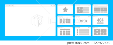 Web browser window, pages layout with toolbar and search field. Modern website, internet page in flat style. Browser mockup for computer, tablet and smartphone. Adaptive UI. Vector illustration Web browser window, pages layout with toolbar and search field. Modern website, internet page in flat style. Browser mockup for computer, tablet and smartphone. Adaptive UI. Vector illustration 127972650