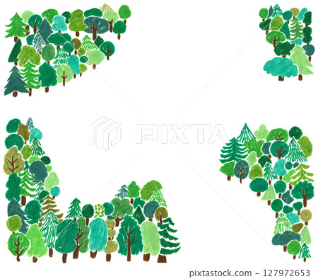 手繪插圖：森林背景框架 127972653