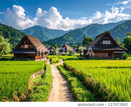 日本鄉村夏日風景 127972692