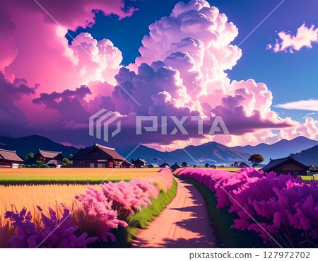 日本夏日鄉村風景 127972702