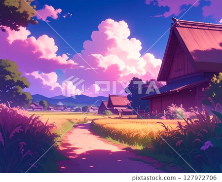日本夏日鄉村風景 127972706