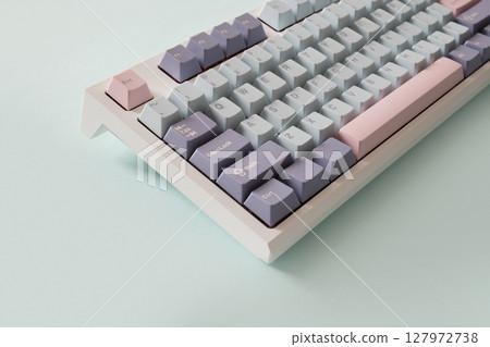 Modern mechanical keyboard. Minimal style and design keyboard. Custom build keyboard. 127972738