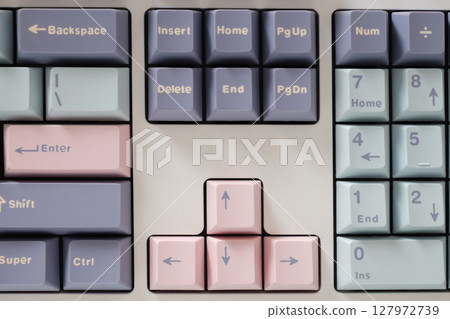 Modern mechanical keyboard. Minimal style and design keyboard. Custom build keyboard. 127972739