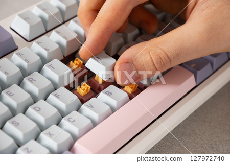 Modern mechanical keyboard. Custom build keyboard. Modern mechanical keyboard. Custom build keyboard. 127972740