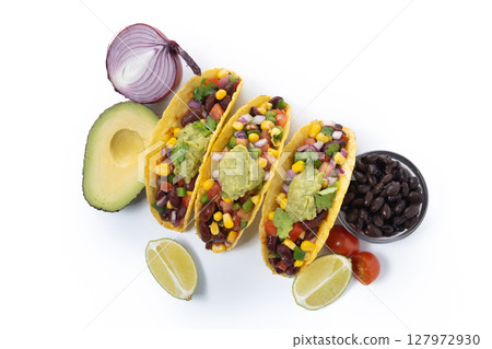 Vegetarian Taco and ingredients 127972930