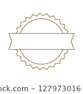 for empty vector banner with circular scalloped edge and horizontal ribbon, ideal and adding text Customizable creating logos or labels 127973016