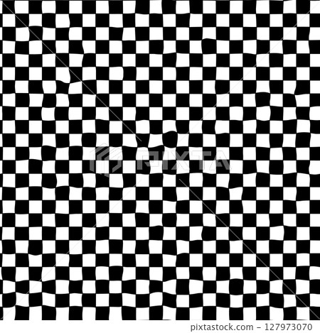 Seamless checkerboard pattern background with hand drawn black and white squares. Abstract grid texture with wavy lines. Great for print, packaging, stationery, fabric. Drag to swatches panel to use Seamless checkerboard pattern background with hand drawn black and white squares. Abstract grid texture with wavy lines. Great for print, packaging, stationery, fabric. Drag to swatches panel to use 127973070