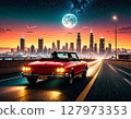 Car driving on highway at night 127973353