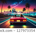 Car driving on highway at night 127973354