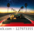 Car driving on highway at night 127973355