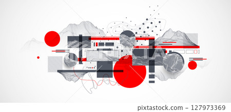 Abstract art wireframe background. Modern science or technology art elements. Surface illustration. Abstract art wireframe background. Modern science or technology art elements. Surface illustration. 127973369