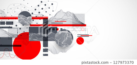 Abstract art wireframe background. Modern science or technology art elements. Surface illustration. Abstract art wireframe background. Modern science or technology art elements. Surface illustration. 127973370