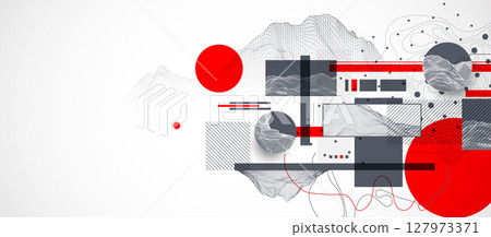 Abstract art wireframe background. Modern science or technology art elements. Surface illustration. Abstract art wireframe background. Modern science or technology art elements. Surface illustration. 127973371
