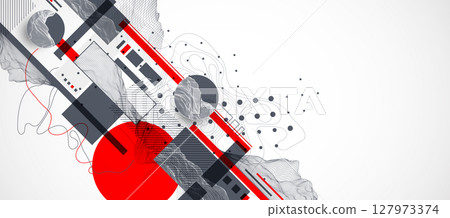 Abstract art wireframe background. Modern science or technology art elements. Surface illustration. 127973374