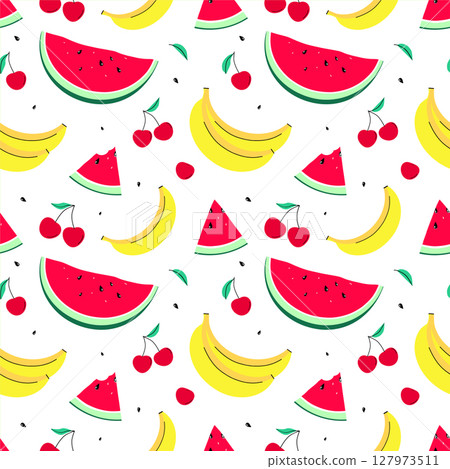 Seamless pattern with watermelons and bananas Seamless pattern with watermelons and bananas 127973511