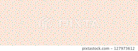 Confetti pattern with small colorful dots on cream background. Playful seamless dot vector texture for wrapping paper, fabric, kids decor, prints, packaging. Drag to swatches panel to use. 127973612