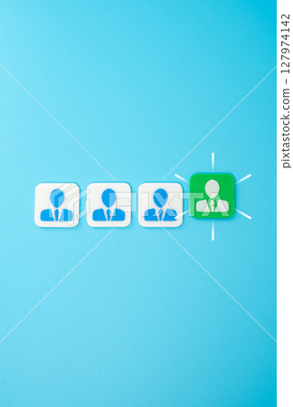 The best candidate for the job. Promotion at work. Employee recognition. Talent acquisition, HR decisions, workplace motivation, and corporate development strategies. The best candidate for the job. Promotion at work. Employee recognition. Talent acquisition, HR decisions, workplace motivation, and corporate development strategies. 127974142