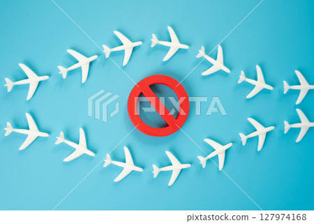 Passenger planes fly around the restricted area. Circumventing flight restrictions and embargoes. Violating sanctions. Geopolitical conflict, no-fly zones, economic sanctions. Risks in global aviation 127974168