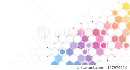 Genetic engineering and molecular structure, hexagon DNA network, science chemical and biotechnology concept, innovation technology, healthcare, and medicine design. 127974224