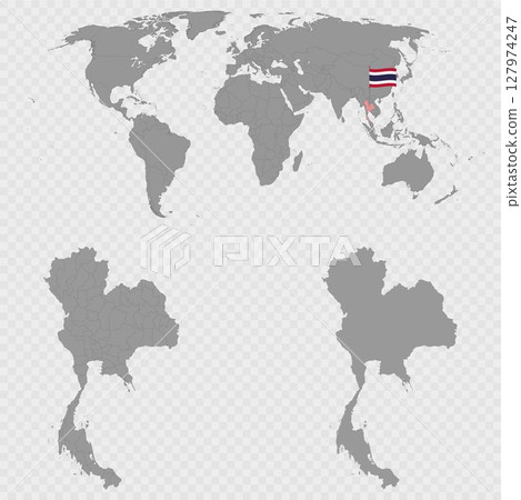 Thailand Map Set with World Location. Thailand Map Set with World Location. 127974247