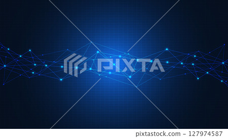 Abstract technology background with connecting the dots and lines. Global network connection, internet technology and digital communication concept. 127974587