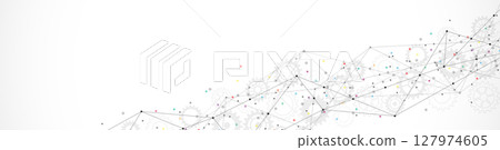 Website header or banner design with abstract polygonal background and connecting dots and lines. Global network connection. Digital technology with plexus background and space for your text. Website header or banner design with abstract polygonal background and connecting dots and lines. Global network connection. Digital technology with plexus background and space for your text. 127974605