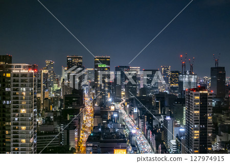 Night view of Osaka from a skyscraper 127974915