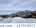 Old houses in Shirakawa-go, Gifu Prefecture in early spring 127974917