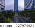 Osaka business park at sunset 127974921