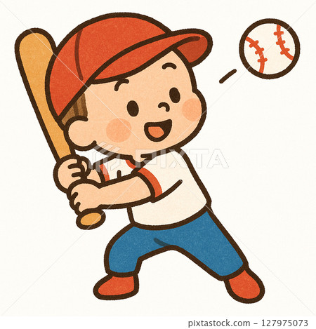 Illustration of a boy playing baseball Illustration of a boy playing baseball 127975073