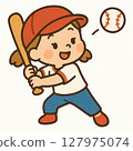 Illustration of a girl playing baseball 127975074