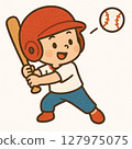 Illustration of a boy playing baseball 127975075