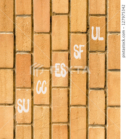 Successful symbol. Concept word Successful on beautiful brown bricks. Beautiful brown brick wall background. Business successful concept. Copy space. Successful symbol. Concept word Successful on beautiful brown bricks. Beautiful brown brick wall background. Business successful concept. Copy space. 127975342