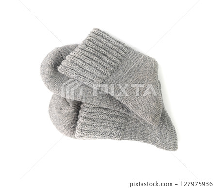 Thick Winter Socks Isolated, Warm Sportswear, Classic Unisex Cotton Socks, Casual Hosiery 127975936