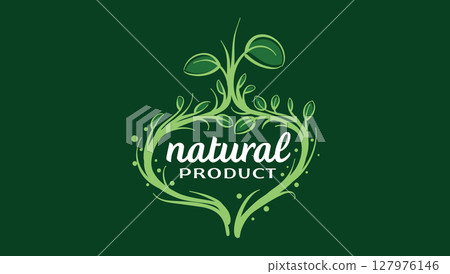 Vector logo of a natural product, hand-drawn in an artistic style Vector logo of a natural product, hand-drawn in an artistic style 127976146