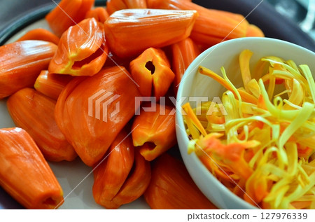 The orange jackfruit is the good fruit for health. 127976339