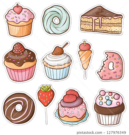 可愛又流行的糖果貼紙套裝 127976349