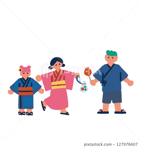 穿yukata的孩子的例證 穿yukata的孩子的例證 127976607