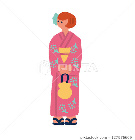 Illustration of a woman in a yukata 127976609