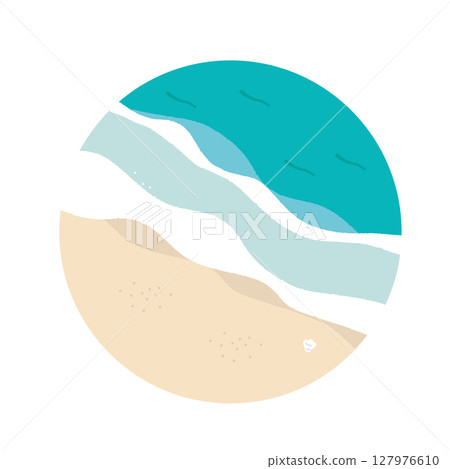 手繪平整的大海插圖 127976610