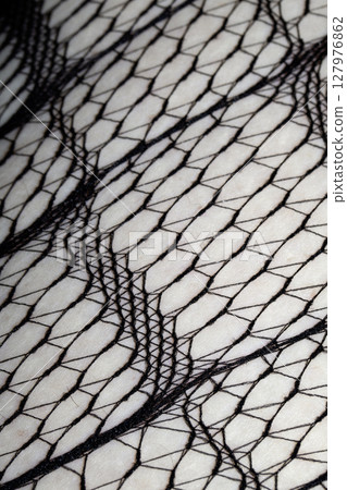 Close up of black fishnet tights on skin legs curves abstract background Close up of black fishnet tights on skin legs curves abstract background 127976862