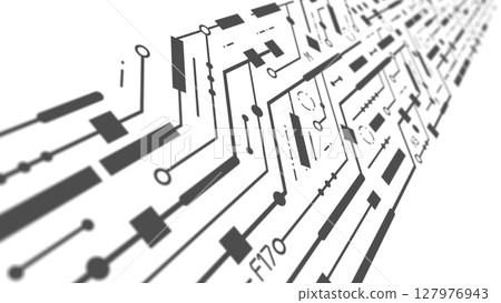 Technological background .Technical drawing of the future .Electronic circuit board .Chip, 3D illustration. Technological background .Technical drawing of the future .Electronic circuit board .Chip, 3D illustration. 127976943
