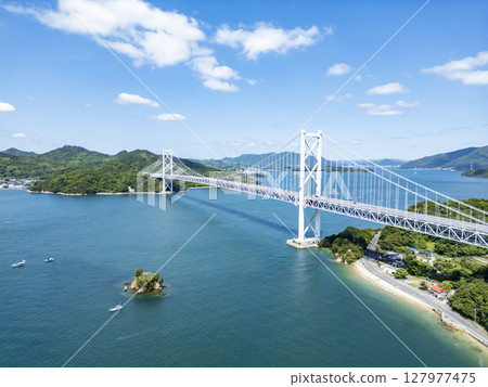 Innoshima Bridge (drone aerial photography) Onomichi City, Hiroshima Prefecture Innoshima Bridge (drone aerial photography) Onomichi City, Hiroshima Prefecture 127977475