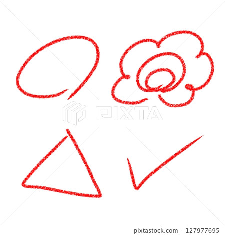 Red line icons for correct and incorrect answers 127977695