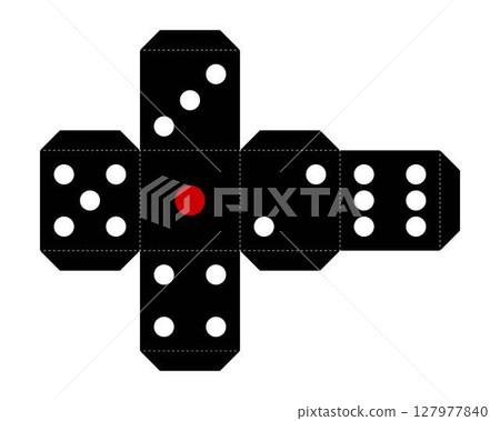 Developed diagram of dice with margins 127977840