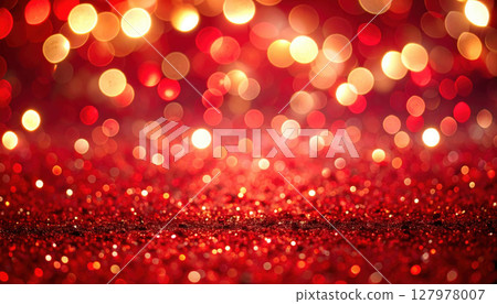Bright red abstract background with glittering bokeh lights Bright red abstract background with glittering bokeh lights 127978007