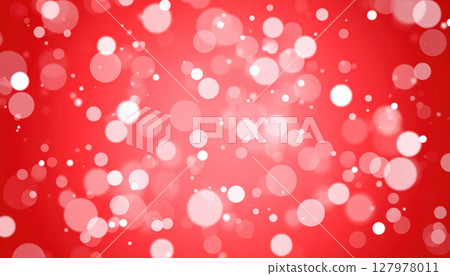 Bright red background with white bokeh lights creating festive atmosphere 127978011