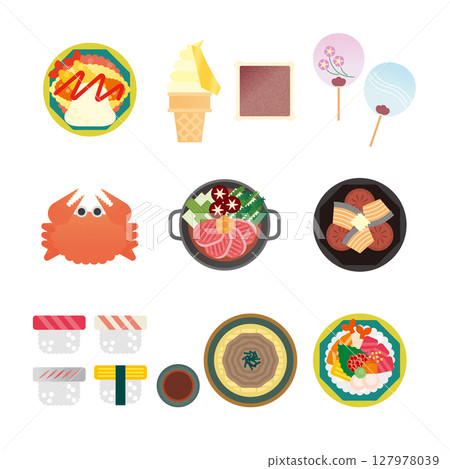 Ishikawa gourmet illustration set 127978039