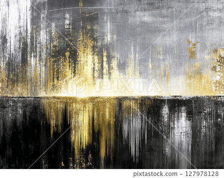 Handmade washi paper texture image material Gold and black 127978128